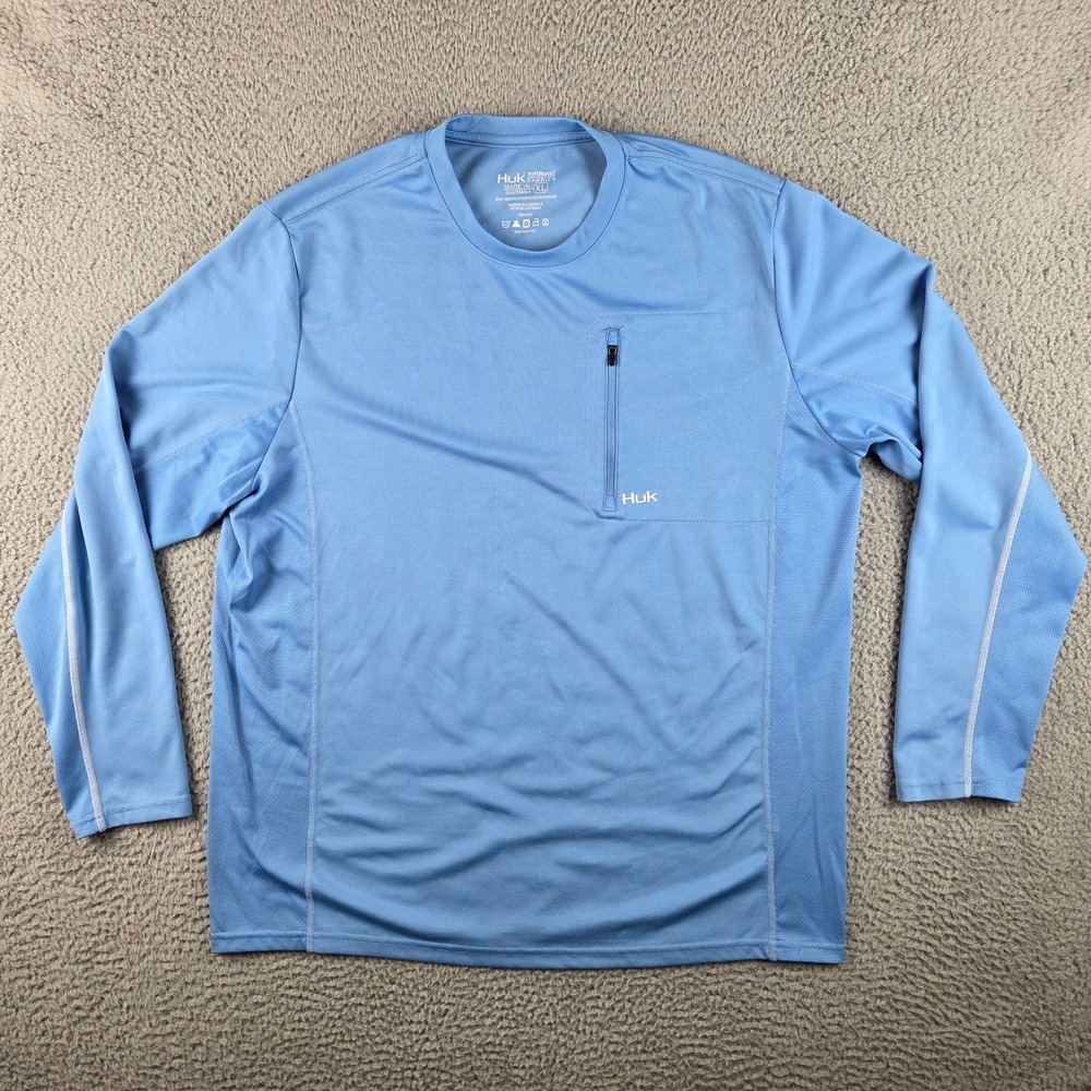 Huk Fishing Shirt Mens XL Blue Long Sleeve Pursuit Performance Outdoor Gorpcore